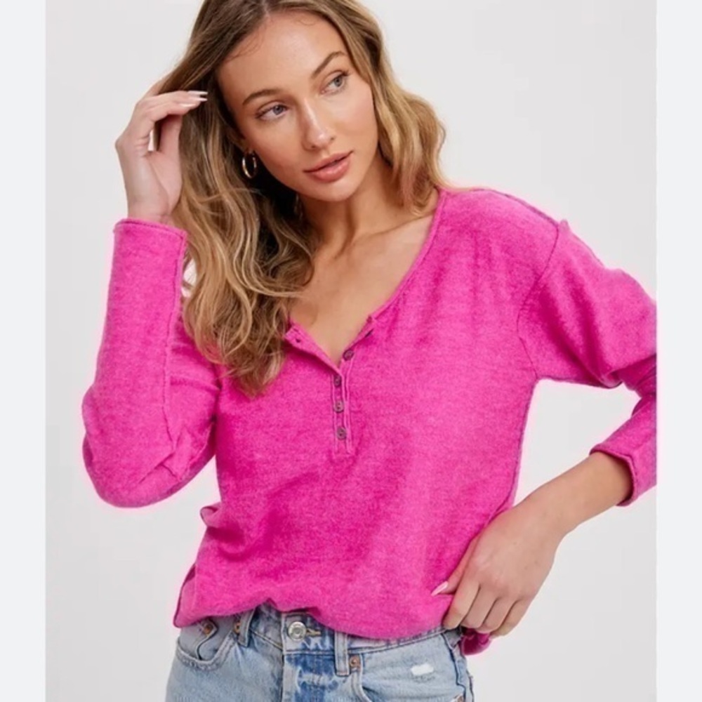 Victoria’s Secret Pink Henley Shirt Sz L